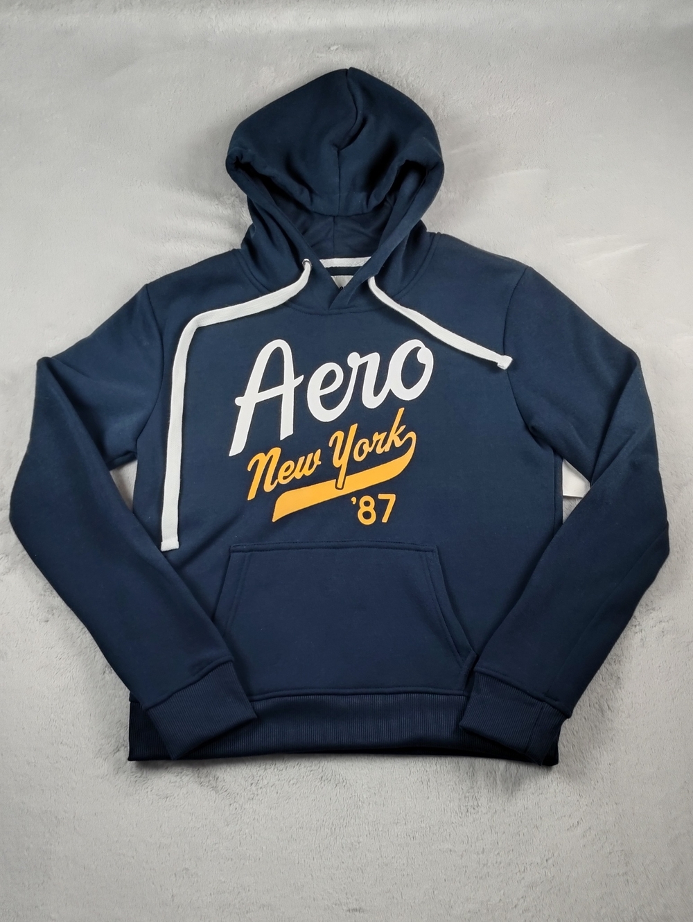 Aeropostale Navy Blue Pullover Hoodie Aero NY 87 Graphic Size Medium New
